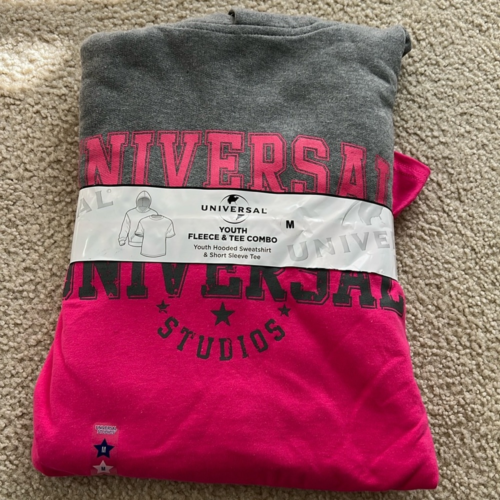 Universal Studios Gray and Pink Hoodie and Tee Combo